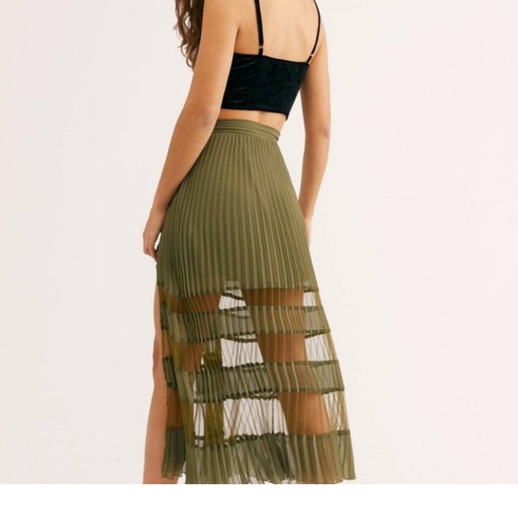 Army Green Free People Skirt - Picture 2 of 8
